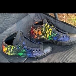 Converse upcycled mid top hand painted shoes